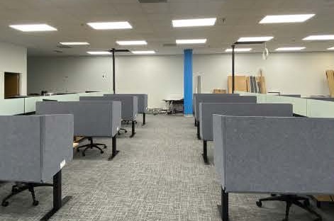 Cleaned open-plan office cubicles