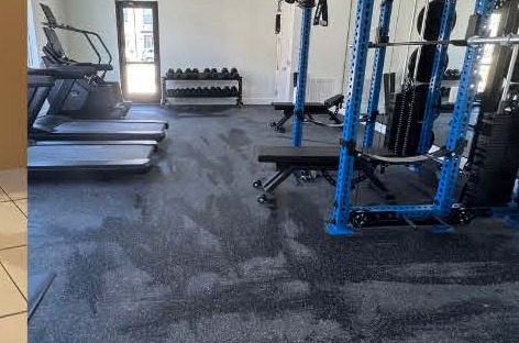 Sanitized fitness center equipment area